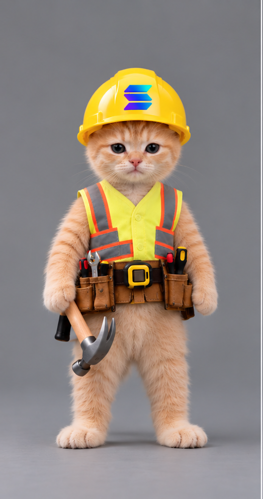 Sue the Builder Cat in full construction gear